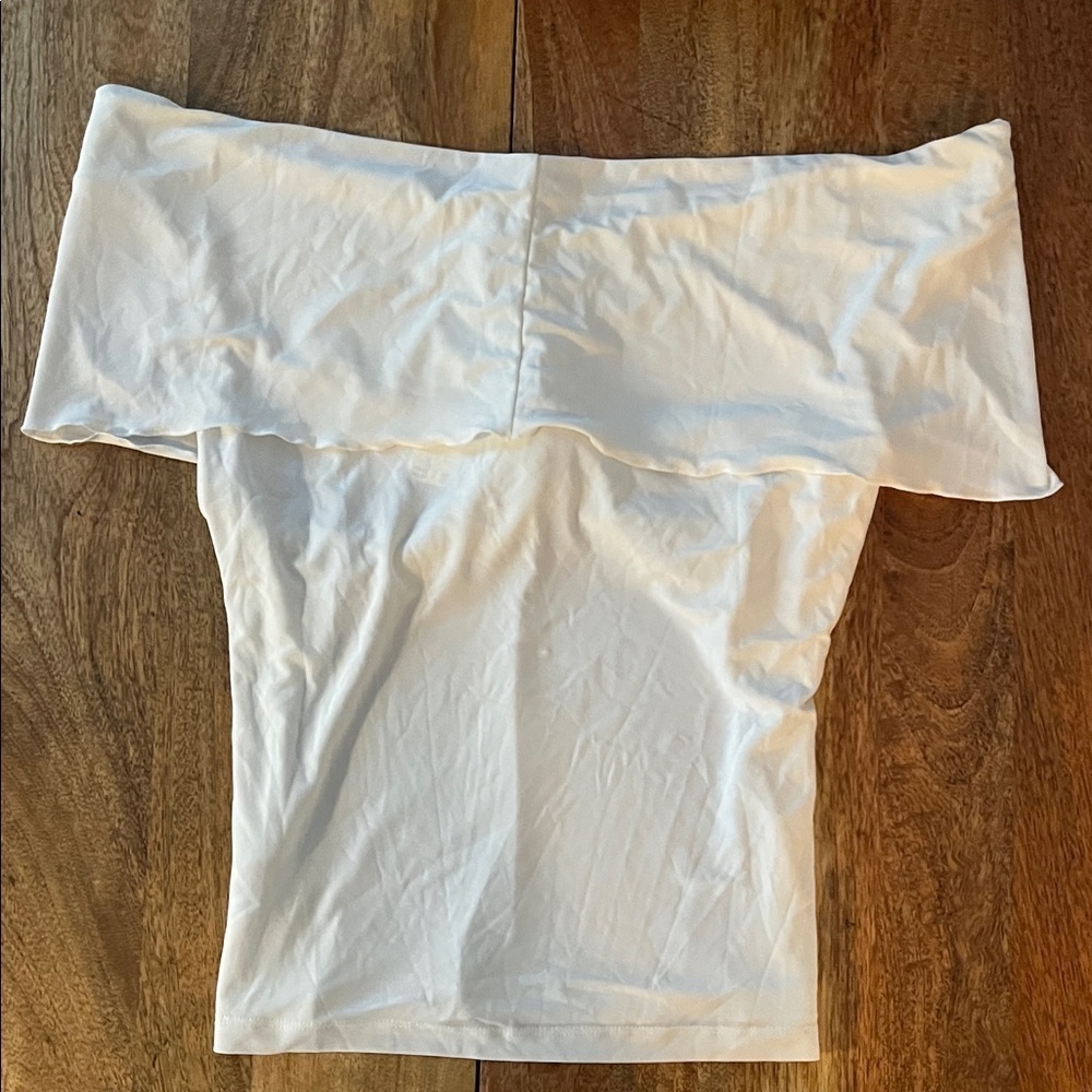 NWT Anthropologie Cream Off-Shoulder Blouse - Picture 4 of 4